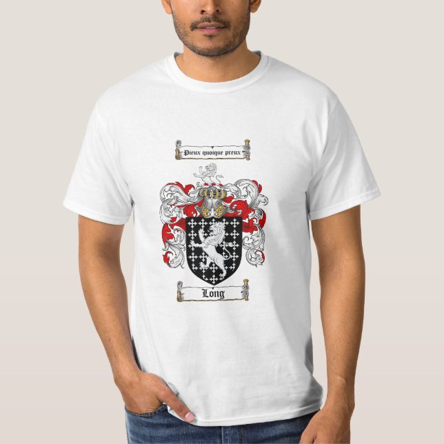Long Family Crest - Long Coat of Arms T-Shirt (Front)