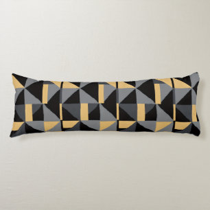 Long Geometric Cushion Black, Gold Artisanal Sty