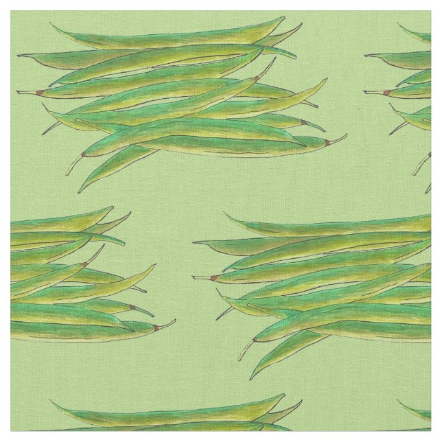 Long Green Beans Vegetable Garden Veggies Veg Fabric (Close Up)