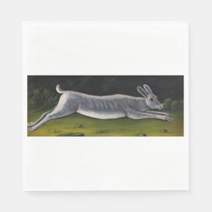 Long Grey Rabbit Jumping Over Fields Napkin