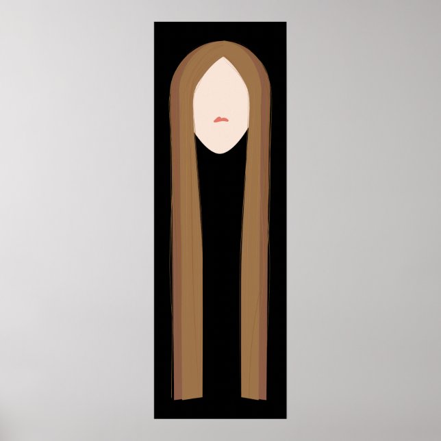 Long Hair Art | Minimalist Modern Portrait  Poster (Front)