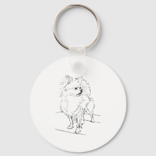Long Hair Chihuahua - Dog Illustration Minimalist Key Ring