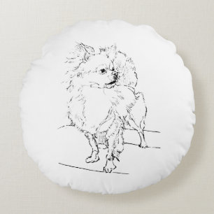 Long Hair Chihuahua - Dog Illustration Minimalist Round Cushion