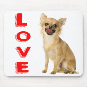 Long Hair Chihuahua Puppy Dog Canine Red Love Mouse Pad