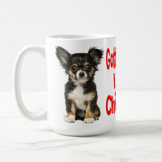 Long Hair Chihuahua Puppy Dog Red Love Coffee Mug (Left)