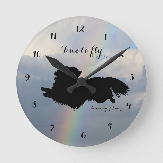 Long Hair Chihuahua Remembrance Wall Clock (Front)