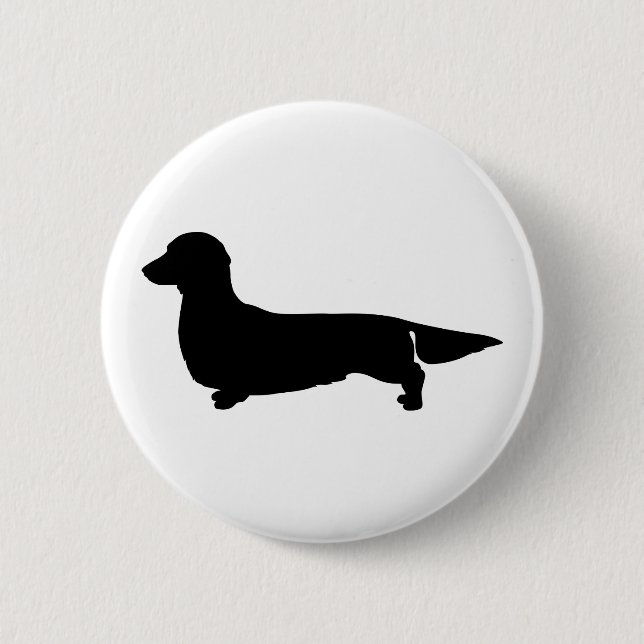 Long Hair Dachshund Button Pin (Front)