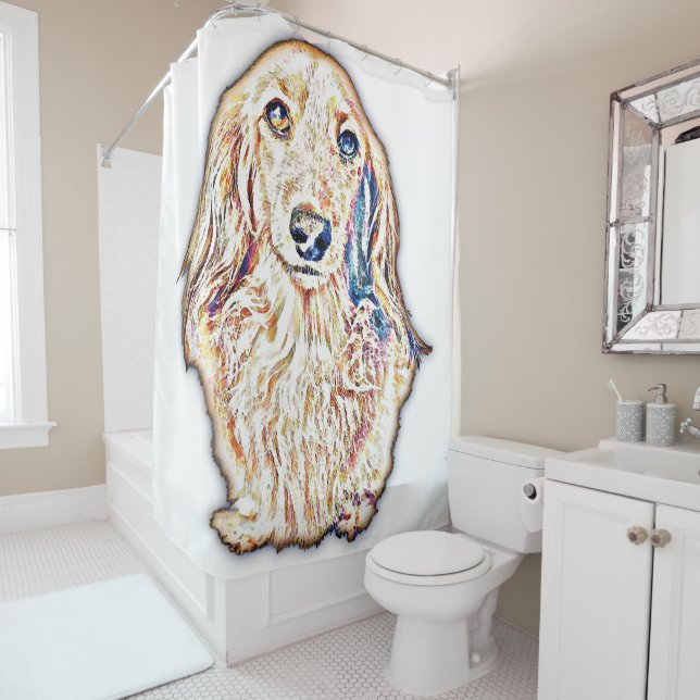 Long Hair Dachshund Gifts Cute Doxie Wiener Dog Lo Shower Curtain (In Situ)