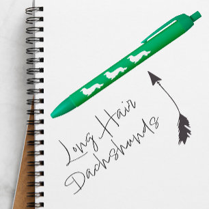 Long Hair Dachshund Ink Pen Green