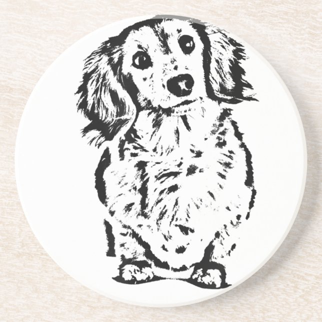 Long Hair Dachshund Lover Gift Doxie Mum Dad Cute Coaster (Front)