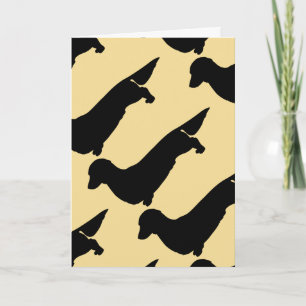 Long Hair Dachshund Pattern Greeting Card