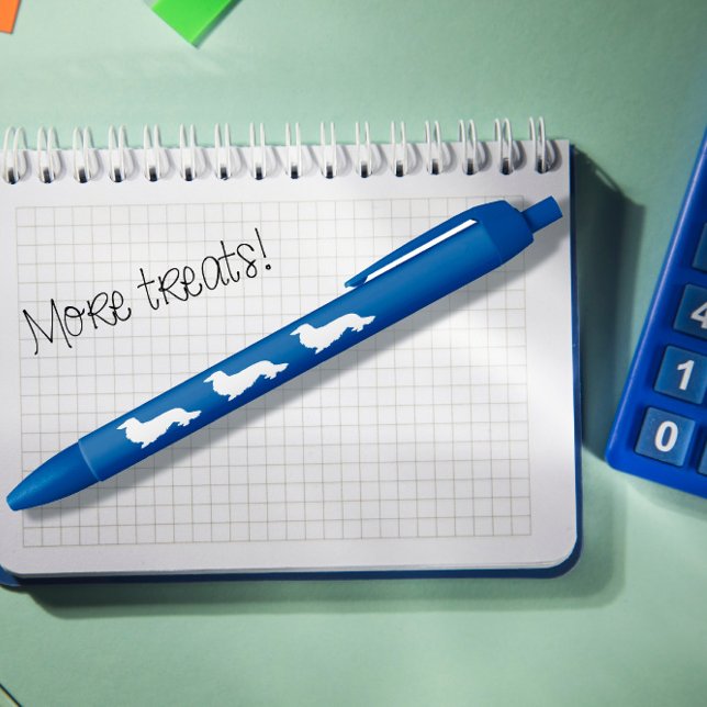 Long Hair Dachshund Pen for Dachshund Dads (Long hair dachshund ink pen in blue)