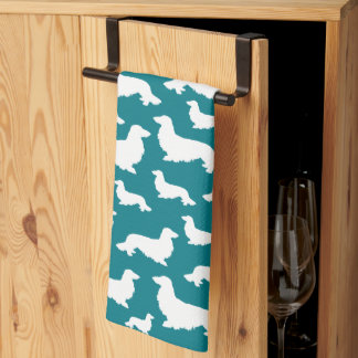Long Hair Dachshund Teal Wiener Dog Kitchen Towel