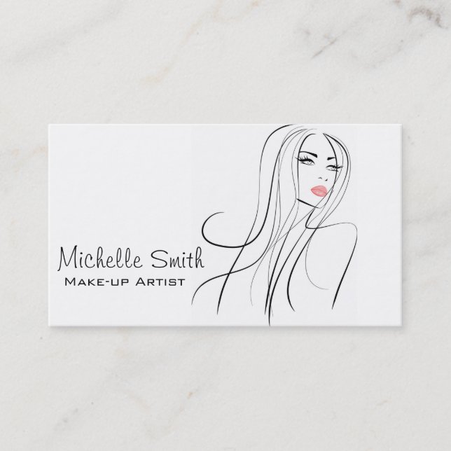 Long Hair hairdresser make up artist  branding Business Card (Front)
