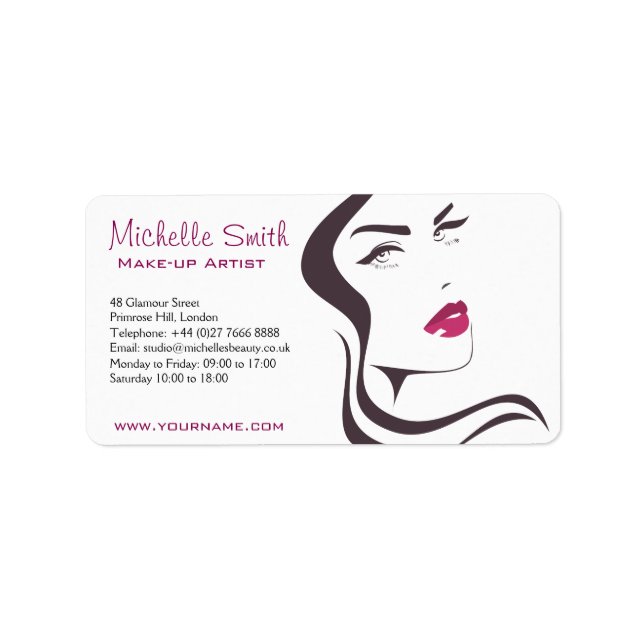 Long Hair hairdresser make up artist  branding Label (Front)