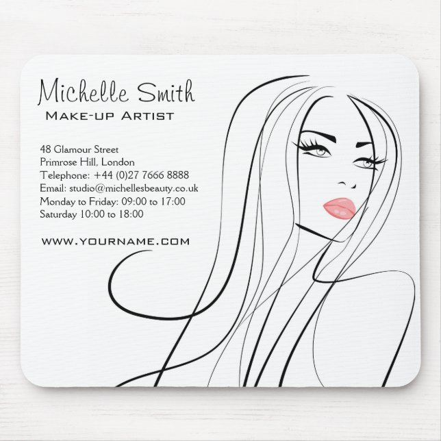 Long Hair hairdresser make up artist  branding Mouse Pad (Front)