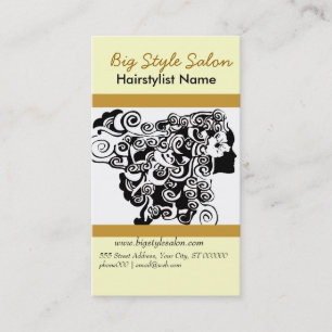 Long Hair Wave Charming Hair Silhouette Spa Appointment Card
