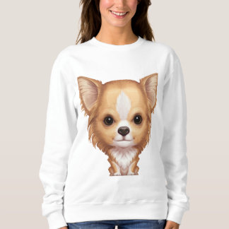 Long-Haired Beige and White Chihuahua Sweatshirt