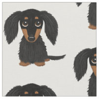 Long Haired Black and Tan Dachshund Cartoon Dog