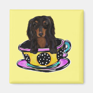 Long Haired Black Doxie Magnet