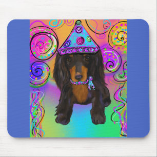 LONG HAIRED BLACK & TAN DOXIE MOUSE PAD