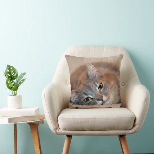 Long Haired Blue Russian Cat by Shirley Taylor Cushion