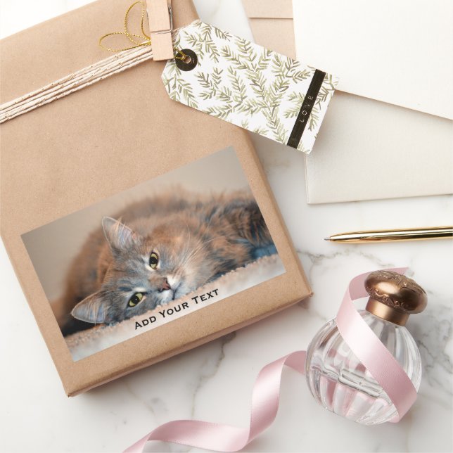 Long Haired Blue Russian Cat by Shirley Taylor Rectangular Sticker (Gifting)