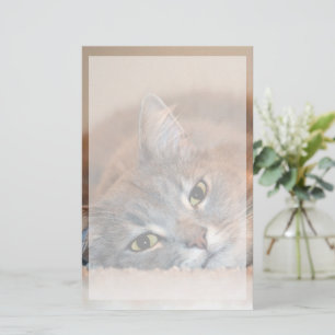 Long Haired Blue Russian Cat by Shirley Taylor Stationery