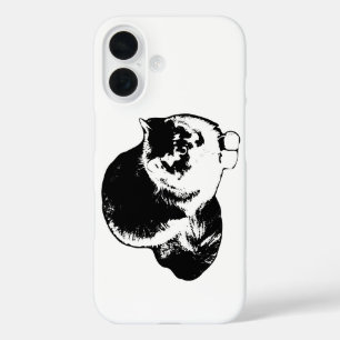 Long‑Haired Cat Crouching Monochrome Case