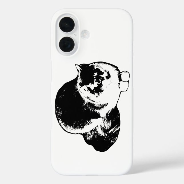 Long‑Haired Cat Crouching Monochrome Case (Back)