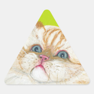 Long Haired Cat Painting by Ania M Milo Triangle Sticker