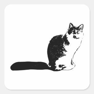 Long‑Haired Cat Silhouette Sticker