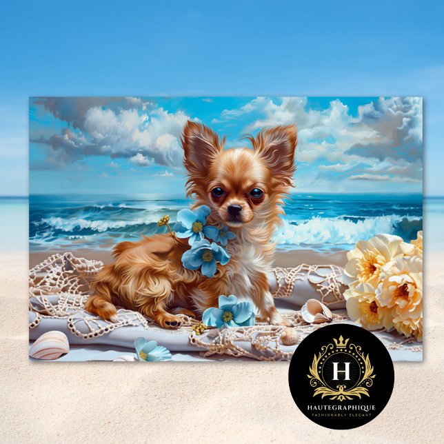 Long-Haired Chihuahua Beach Decoupage   Tissue Paper (Creator Uploaded)