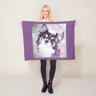 Long Haired Chihuahua by  Carol Zeock Fleece Blanket