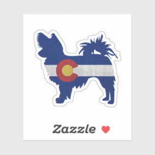 Long Haired Chihuahua Colorado Flag Silhouette