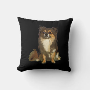 Long Haired Chihuahua Cute Cartoon Graphic Dog Cushion