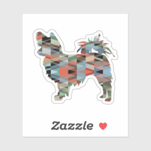 Long Haired Chihuahua Geo Silhouette Plaid