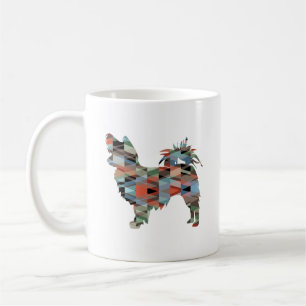 Long Haired Chihuahua Geo Silhouette Plaid Coffee  Coffee Mug