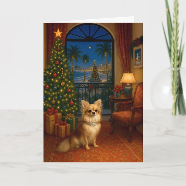 Long-haired Chihuahua Holiday Card (Front)