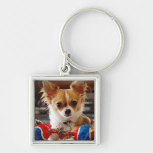 Long Haired Chihuahua Key Ring