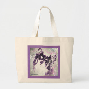 Long Haired Chihuahua Large Tote Bag