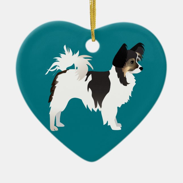Long-haired Chihuahua or Papillon Basic Design Ceramic Ornament (Front)