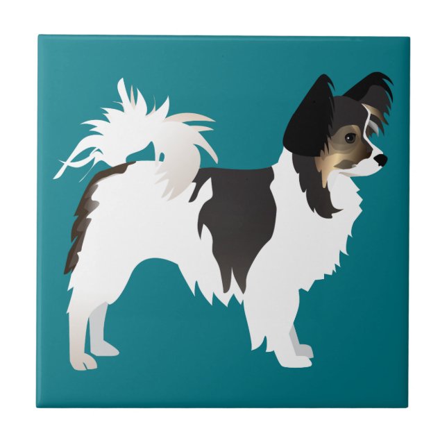 Long-haired Chihuahua or Papillon Basic Design Ceramic Tile (Front)