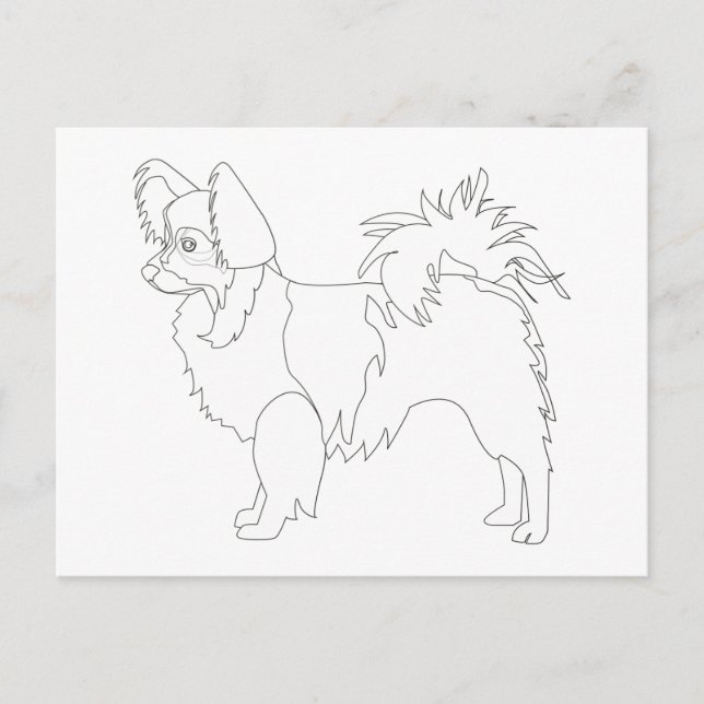 Long-haired Chihuahua Ready to Colour and Customis Postcard (Front)