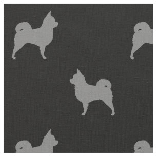 Long Haired Chihuahua Silhouettes Pattern Fabric