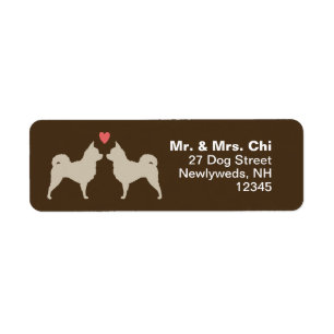 Long Haired Chihuahuas with Heart Return Address Label
