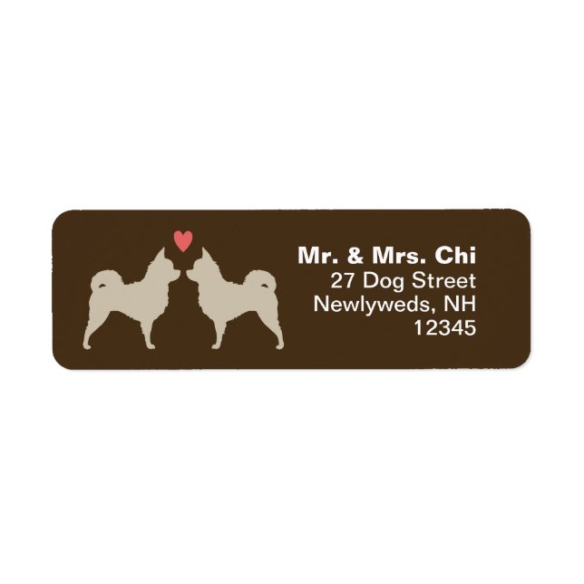 Long Haired Chihuahuas with Heart Return Address Label (Front)