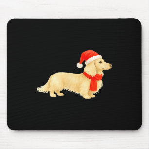 Long Haired Cream Christmas Dachshund With Santa H Mouse Pad