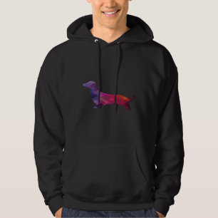 Long Haired Dachshund Dog Breed Silhouette Geometr Hoodie
