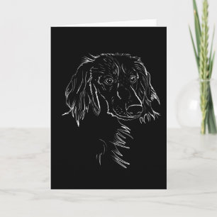 Long Haired Dachshund Dog Drawing Card